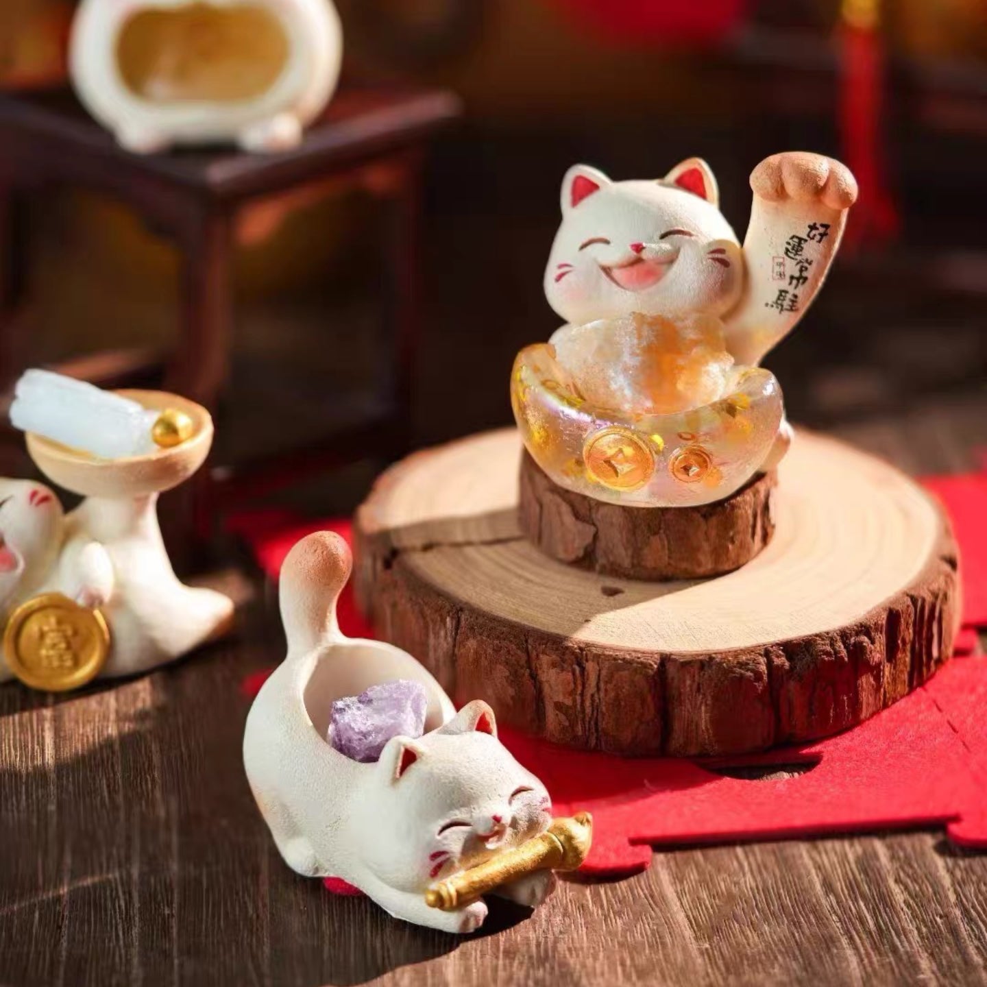 【2boxes】Lucky Cat Crystal Fragrant Stone Blind Box