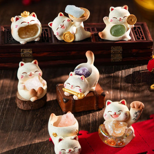 【2boxes】Lucky Cat Crystal Fragrant Stone Blind Box